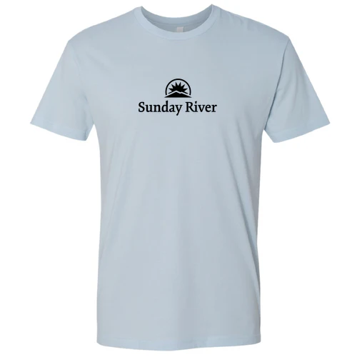 Sunday River Adult T-Shirt Black Chest Logo Light Blue