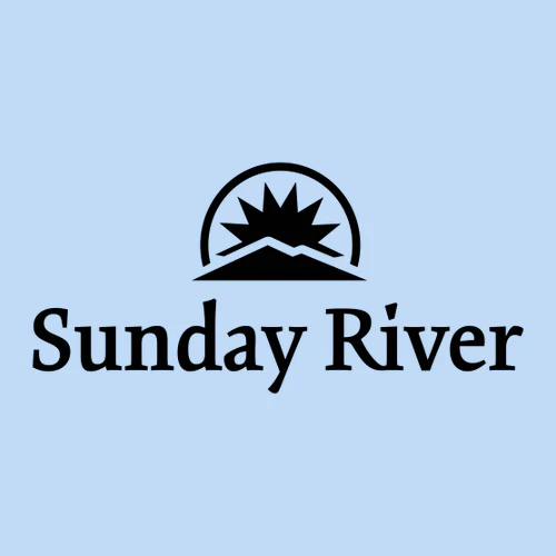 Sunday River Adult T-Shirt Black Chest Logo Light Blue - Image 2