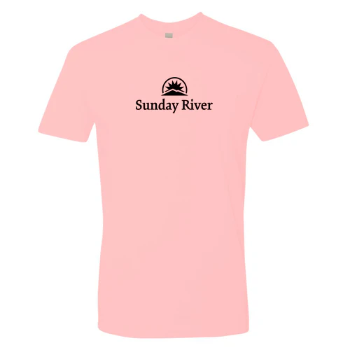 Sunday River Adult T-Shirt Black Chest Logo Light Pink