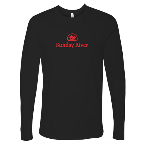 Sunday River Adult Long Sleeve Red Chest Logo Black
