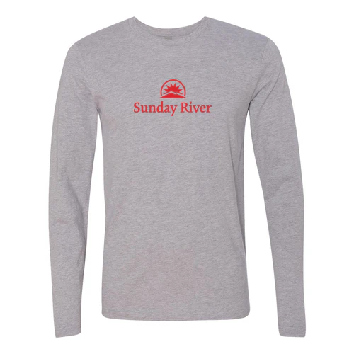 Sunday River Adult Long Sleeve Red Chest Logo Heather Grey