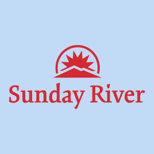 Sunday River Adult T-Shirt Red Chest Logo Light Blue - Image 2