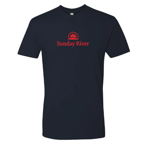 Sunday River Adult T-Shirt Red Chest Logo Midnight Navy
