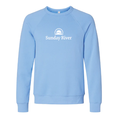 Sunday River Adult Crewneck White Chest Logo Carolina Blue