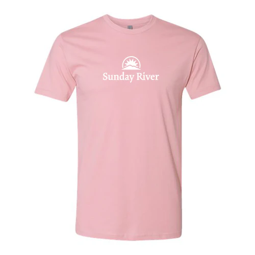 Sunday River Adult T-Shirt White Chest Logo Light Pink