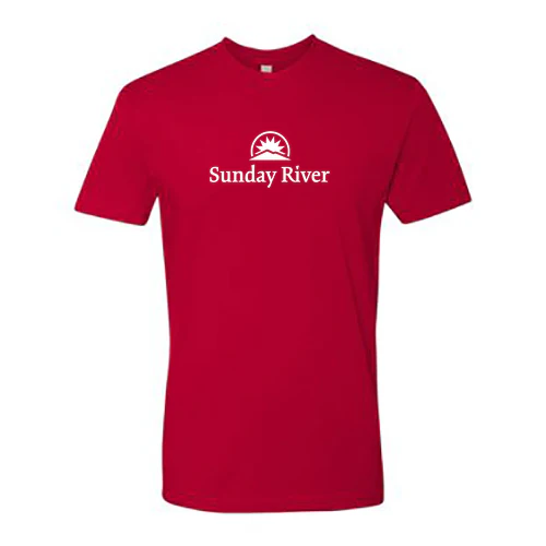 Sunday River Adult T-Shirt White Chest Logo Red