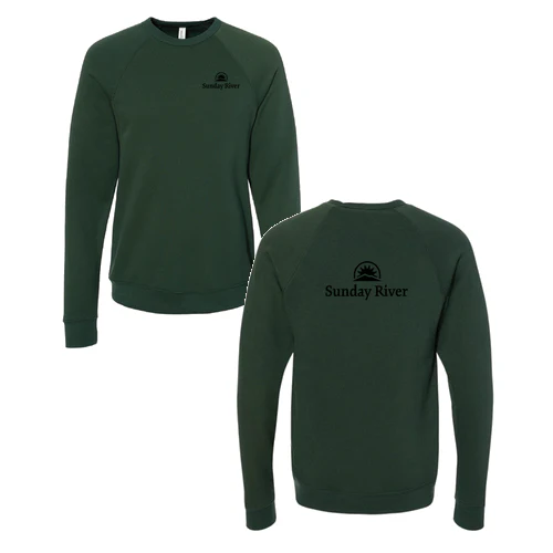 Sunday River Adult Crewneck Black Chest and Back Logo Forest