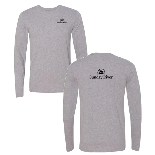 Sunday River Adult Long Sleeve Black Chest and Back Logo Heather Grey