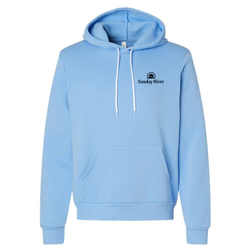 Sunday River Adult Hoodie Black Chest and Back Logo Carolina Blue - Image 2