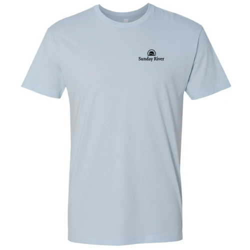 Sunday River Adult T-Shirt Black Chest and Back Logo Light Blue - Image 2
