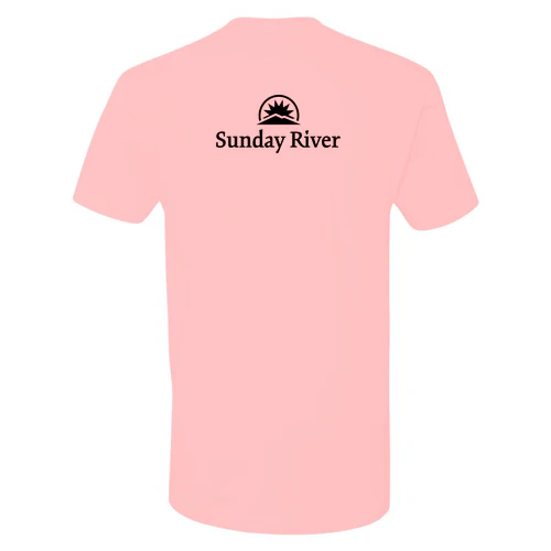 Sunday River Adult T-Shirt Black Chest and Back Logo Light Pink - Image 4
