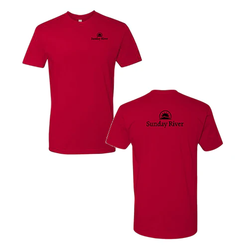 Sunday River Adult T-Shirt Black Chest and Back Logo Red