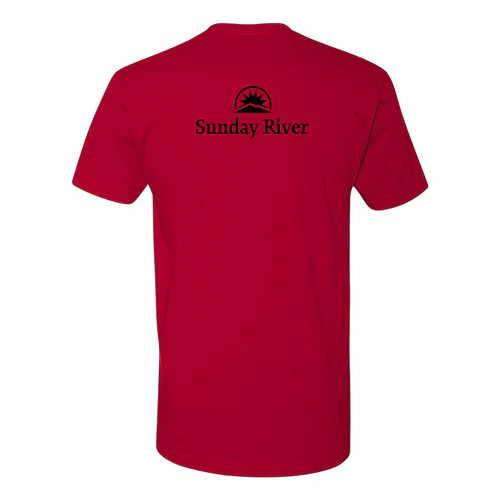Sunday River Adult T-Shirt Black Chest and Back Logo Red - Image 4
