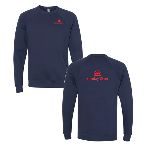 Sunday River Adult Crewneck Red Chest and Back Logo Navy
