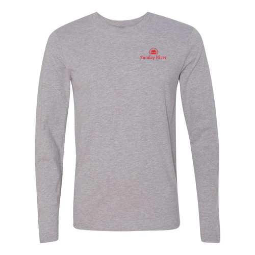Sunday River Adult Long Sleeve Red Chest and Back Logo Heather Grey - Image 2