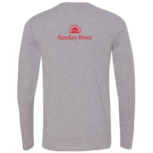 Sunday River Adult Long Sleeve Red Chest and Back Logo Heather Grey - Image 4