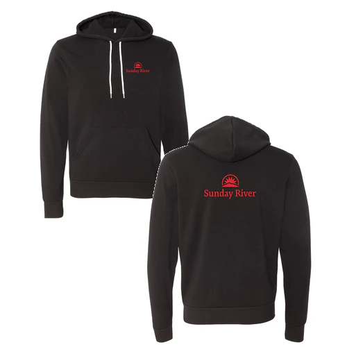Sunday River Adult Hoodie Red Chest and Back Logo Black