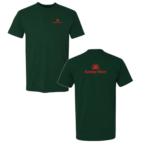 Sunday River Adult T-Shirt Red Chest and Back Logo Forest