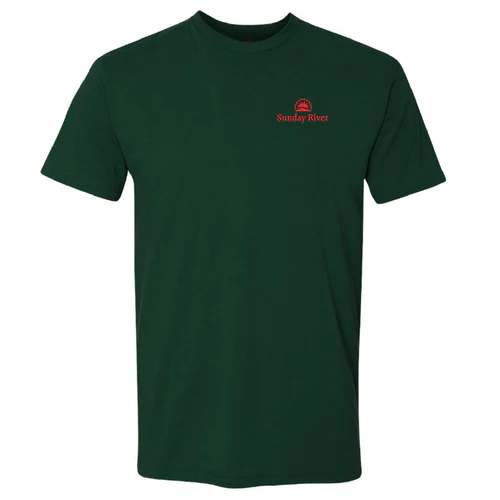 Sunday River Adult T-Shirt Red Chest and Back Logo Forest - Image 2