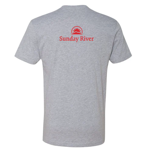 Sunday River Adult T-Shirt Red Chest and Back Logo Heather Grey - Image 4