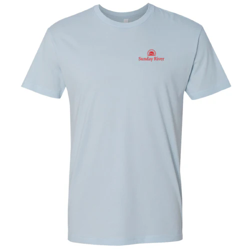 Sunday River Adult T-Shirt Red Chest and Back Logo Light Blue - Image 2
