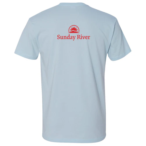 Sunday River Adult T-Shirt Red Chest and Back Logo Light Blue - Image 4