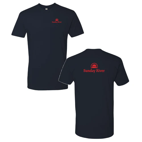 Sunday River Adult T-Shirt Red Chest and Back Logo Midnight Navy