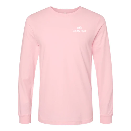Sunday River Adult Long Sleeve White Chest and Back Logo Pink - Image 2