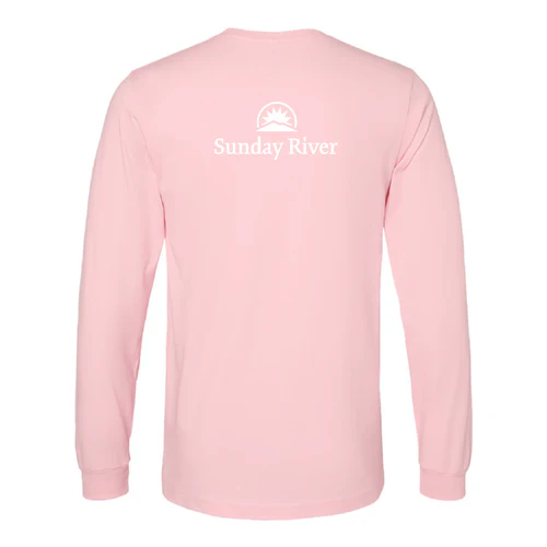 Sunday River Adult Long Sleeve White Chest and Back Logo Pink - Image 4