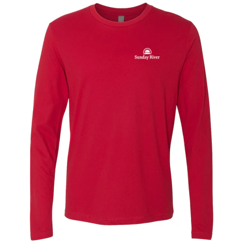 Sunday River Adult Long Sleeve White Chest and Back Logo Red - Image 2