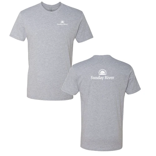 Sunday River Adult T-Shirt White Chest and Back Logo Heather Grey