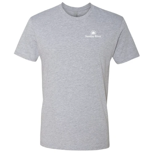 Sunday River Adult T-Shirt White Chest and Back Logo Heather Grey - Image 2