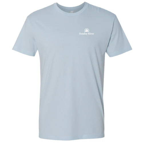 Sunday River Adult T-Shirt White Chest and Back Logo Light Blue - Image 2
