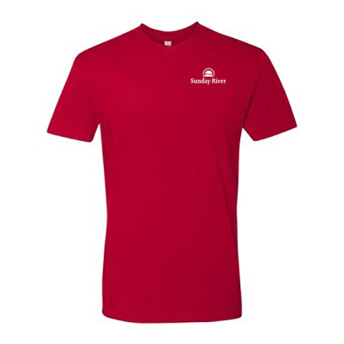Sunday River Adult T-Shirt White Chest and Back Logo Red - Image 2