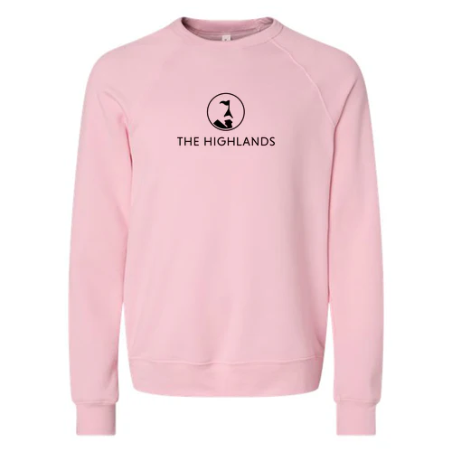 The Highlands Adult Crewneck Black Chest Logo Pink