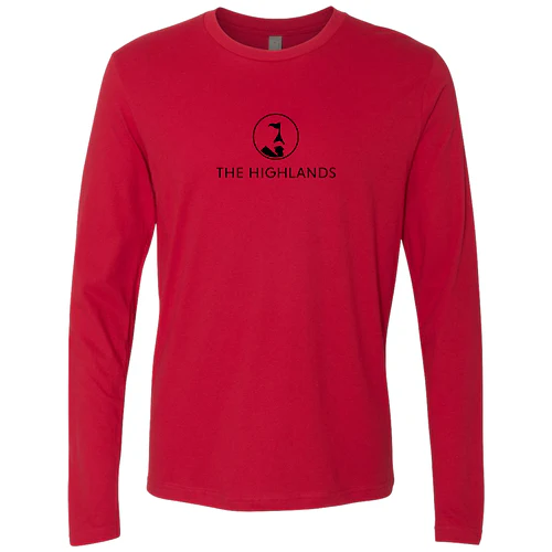 The Highlands Adult Long Sleeve Black Chest Logo Red