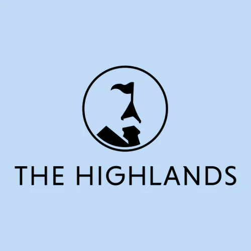 The Highlands Adult T-Shirt Black Chest Logo Light Blue - Image 2