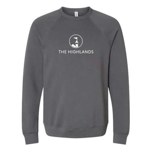 The Highlands Adult Crewneck White Chest Logo Asphalt