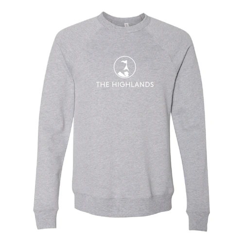 The Highlands Adult Crewneck White Chest Logo Athletic Heather