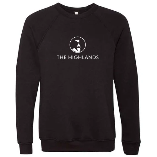 The Highlands Adult Crewneck White Chest Logo Black