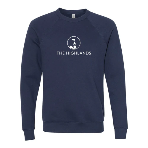 The Highlands Adult Crewneck White Chest Logo Navy