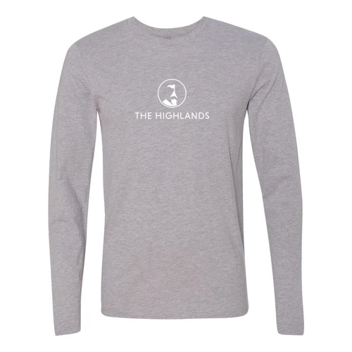 The Highlands Adult Long Sleeve White Chest Logo Heather Grey