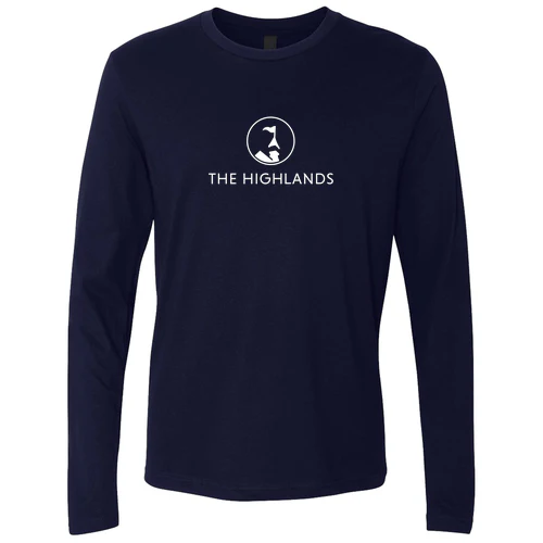 The Highlands Adult Long Sleeve White Chest Logo Navy