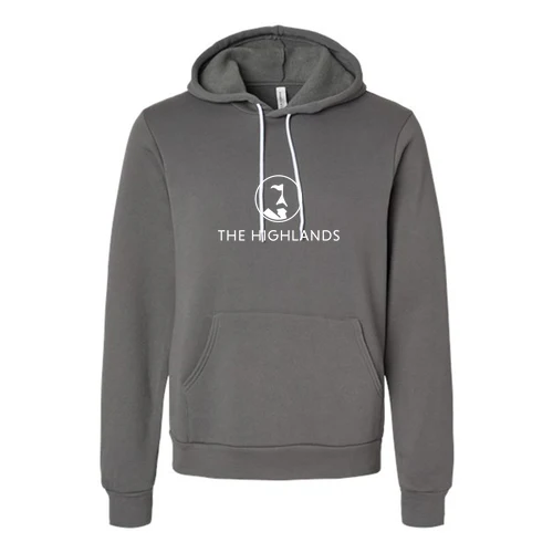 The Highlands Adult Hoodie White Chest Logo Asphalt