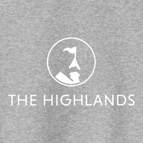 The Highlands Adult Hoodie White Chest Logo Athletic Heather - Image 2