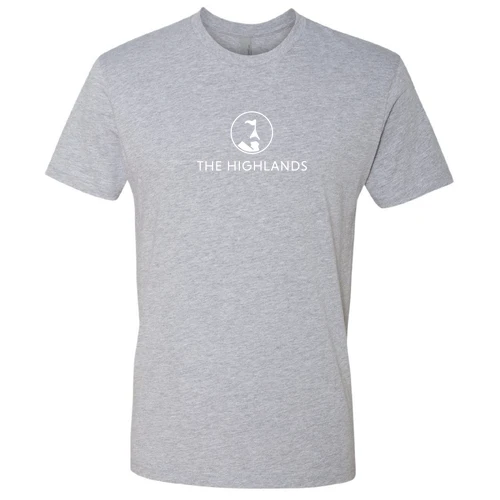 The Highlands Adult T-Shirt White Chest Logo Heather Grey