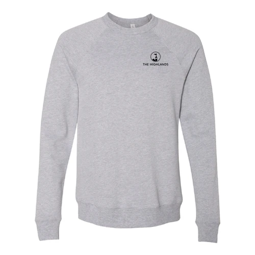 The Highlands Adult Crewneck Black Chest and Back Logo Athletic Heather - Image 2