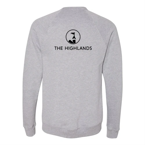 The Highlands Adult Crewneck Black Chest and Back Logo Athletic Heather - Image 4