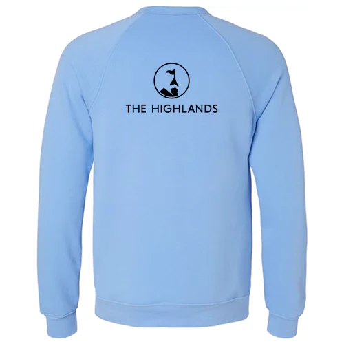 The Highlands Adult Crewneck Black Chest and Back Logo Carolina Blue - Image 4