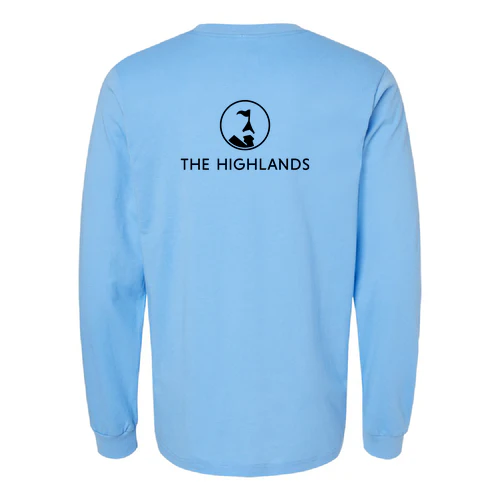 The Highlands Adult Long Sleeve Black Chest and Back Logo Carolina Blue - Image 4